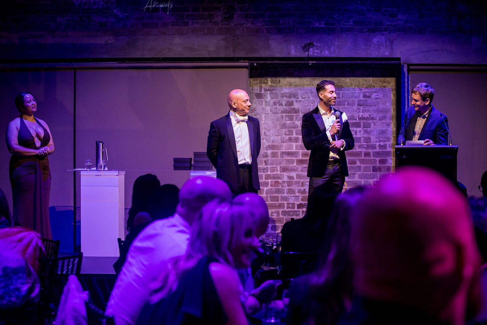 2025 Sydney Young Entrepreneur Awards Gala dinner Winners accepting trophies on stage at the 2025 Sydney Young Entrepreneur Awards